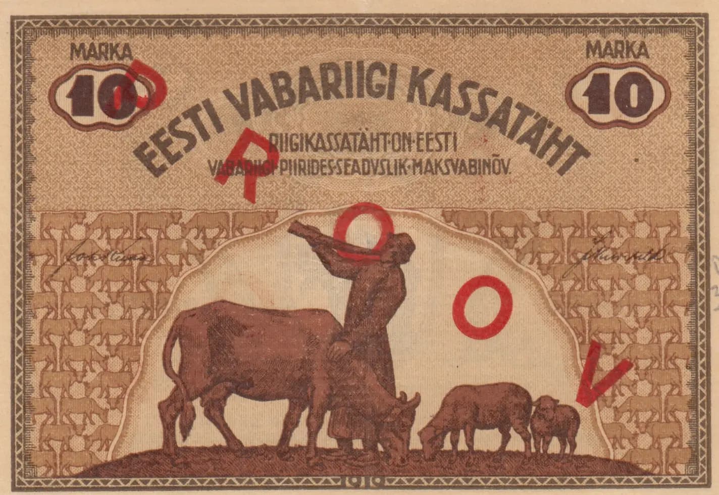 10 marka 1919 specimen from Estonia, P-46ds (1919) — image 2