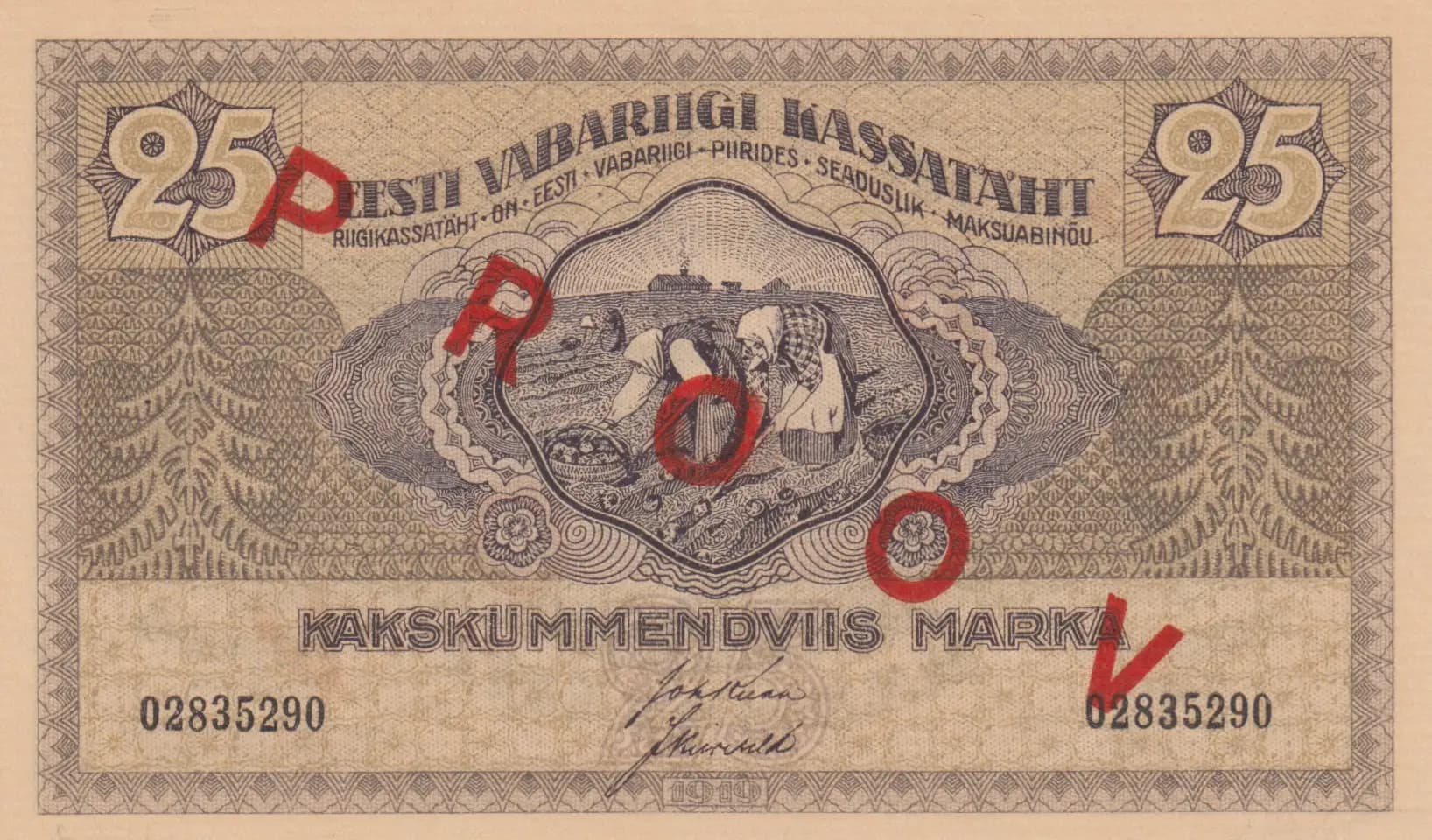 25 marka 1919 specimen from Estonia, P-47bs (1919) — image 1