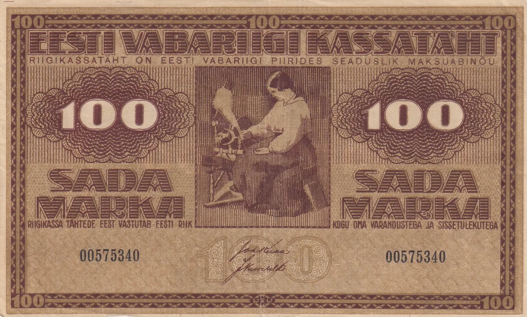 100 marka 1919 from Estonia, P-48a