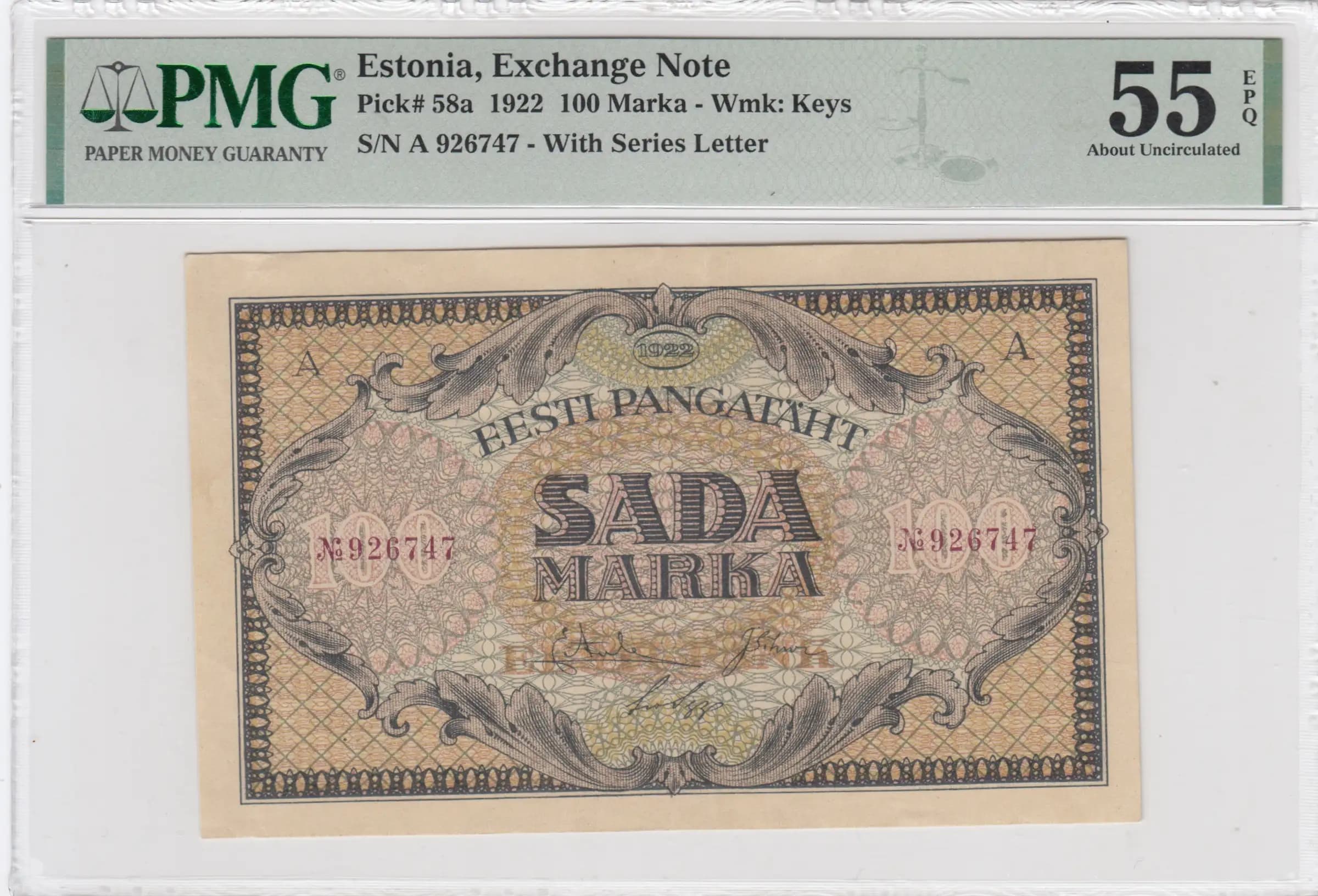 100 marka 1922 from Estonia, P-58