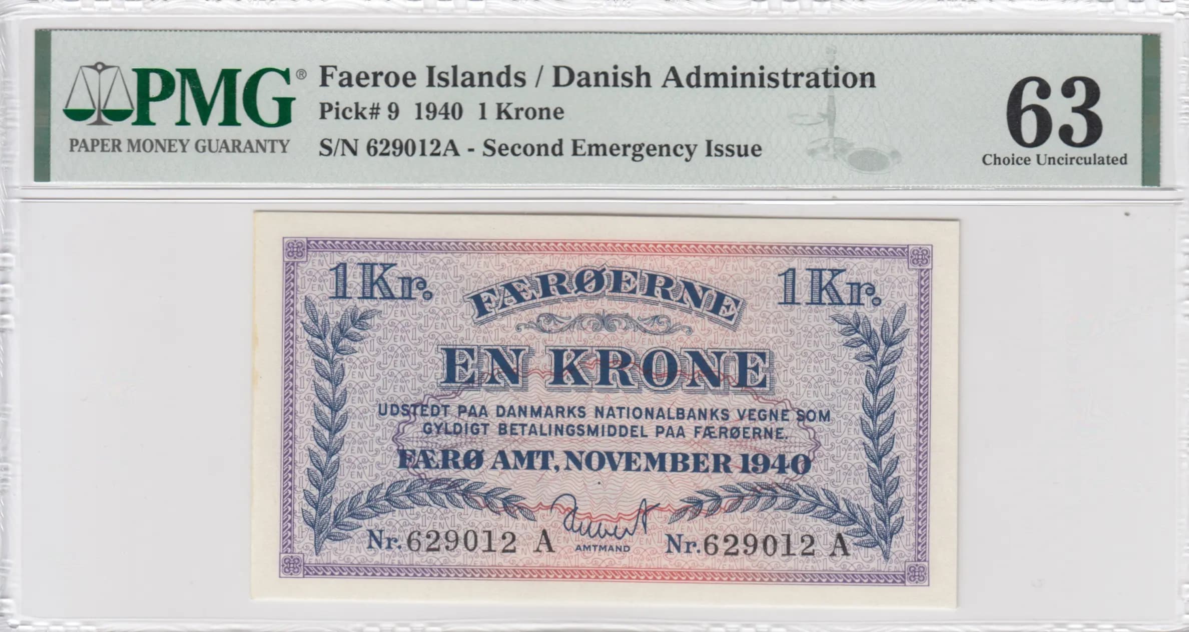 1 krone 1940 from Faeroe Islands, P-9