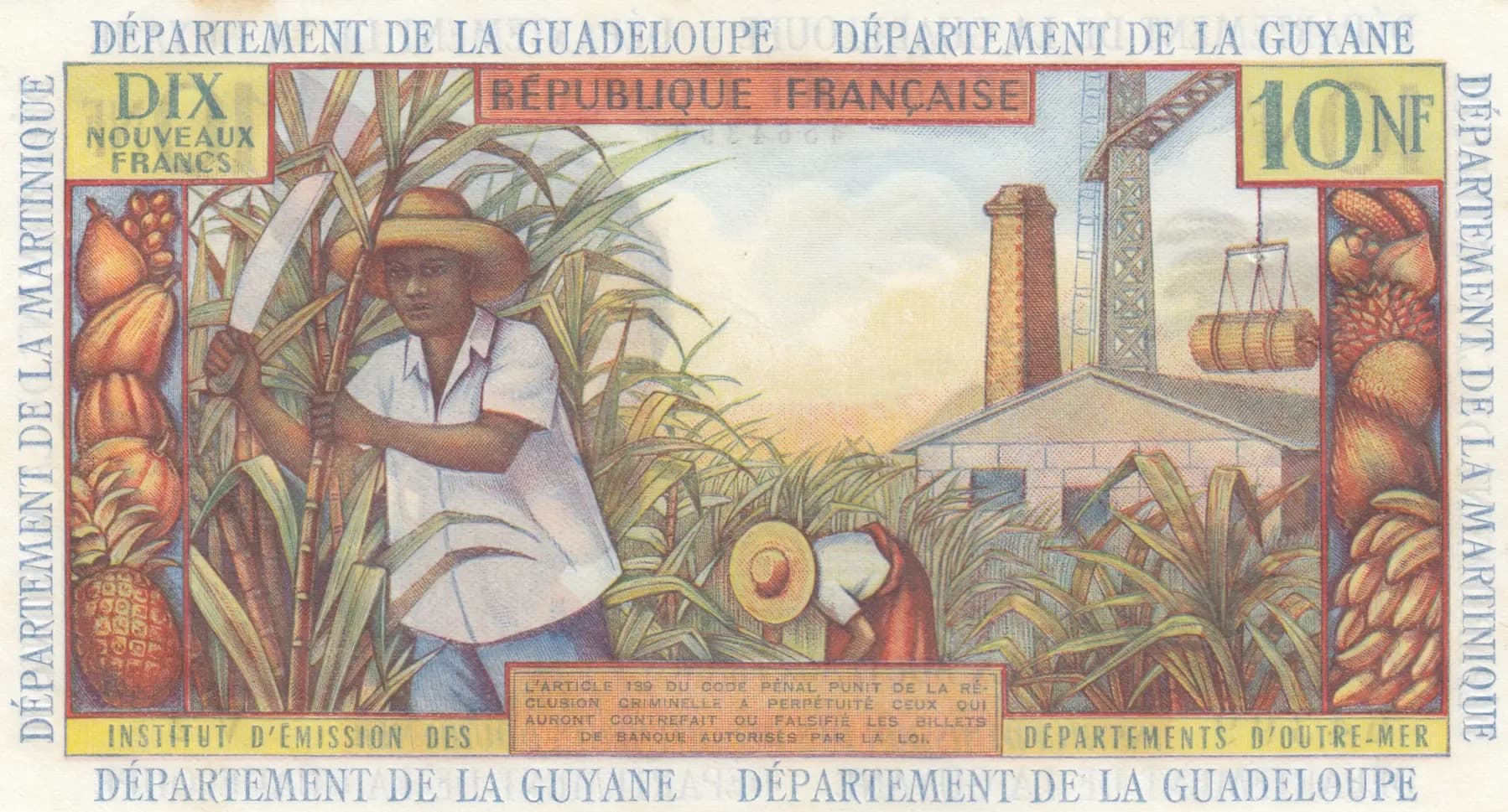 10 nouveaux francs 1963 from French Antilles, P-5 (1963) — image 2