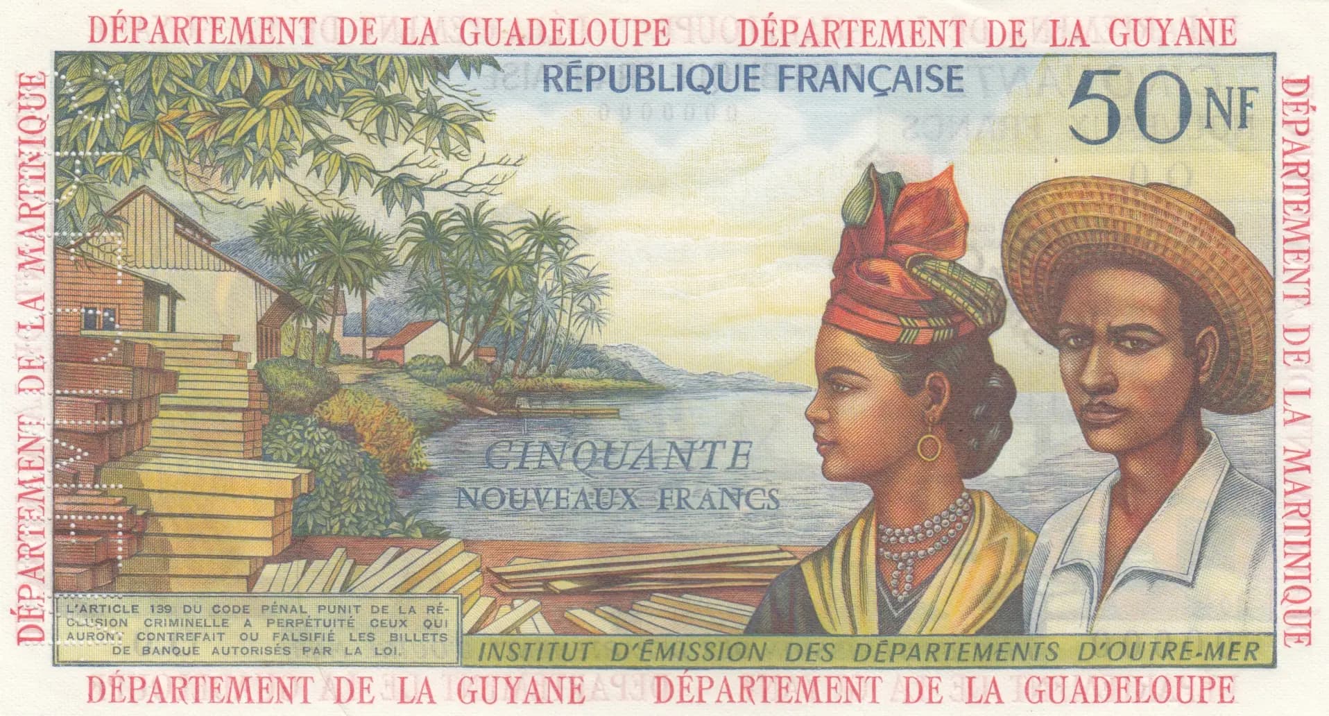 50 nouveaux francs 1963 specimen from French Antilles, P-6s (1963) — image 2