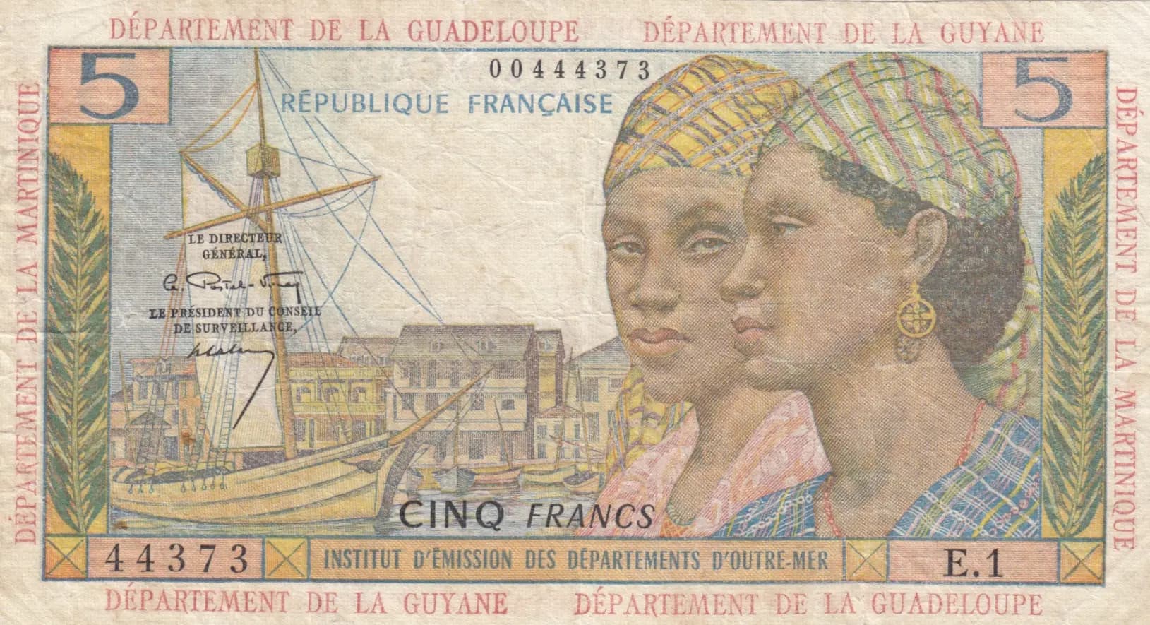 5 francs 1964 from French Antilles, P-7a