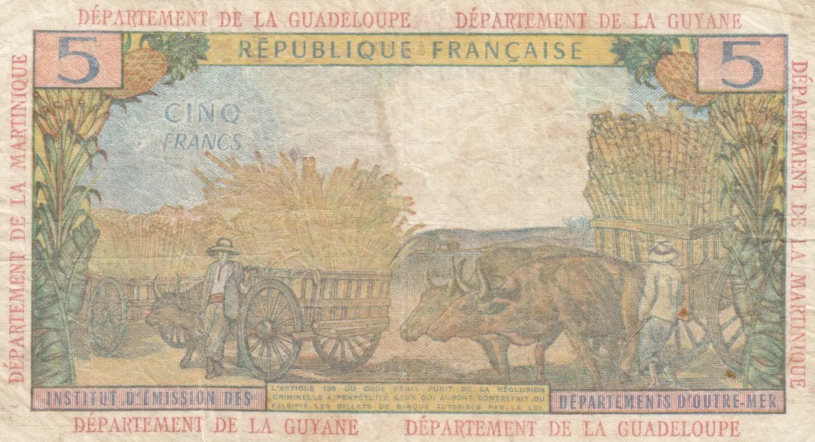 5 francs 1964 from French Antilles, P-7a (1964) — image 2