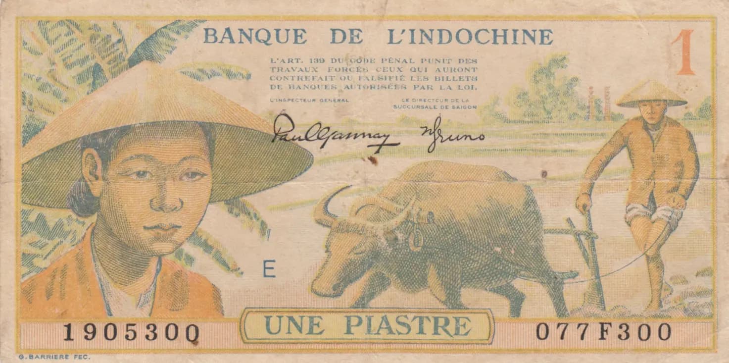 1 piastre 1944 from French Indochina, P-74 (1944) — image 1