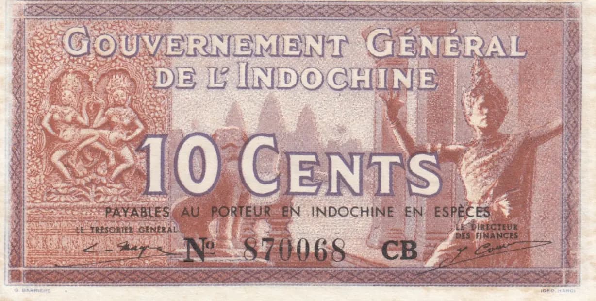 10 cents 1939 from French Indochina, P-85d (1939) — image 1