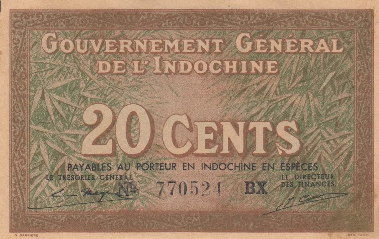 20 cents 1939 from French Indochina, P-86d (1939) — image 1
