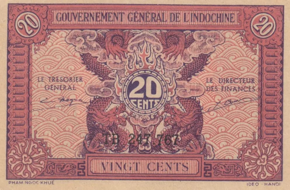 20 cents 1942 from French Indochina, P-90 (1942) — image 1