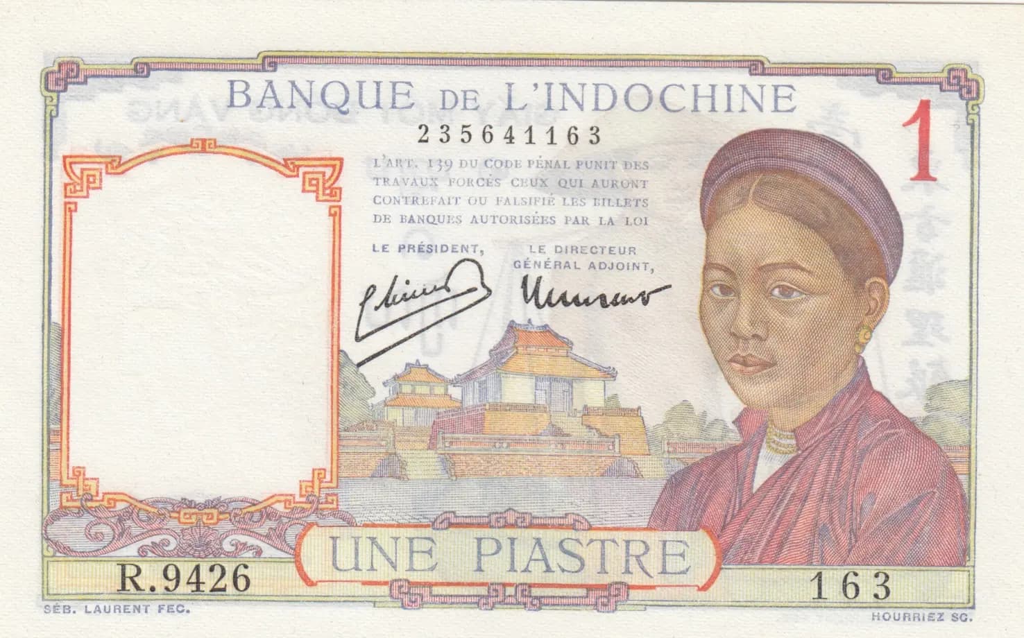 1 piastre 1932 from French Indochina, P-54e