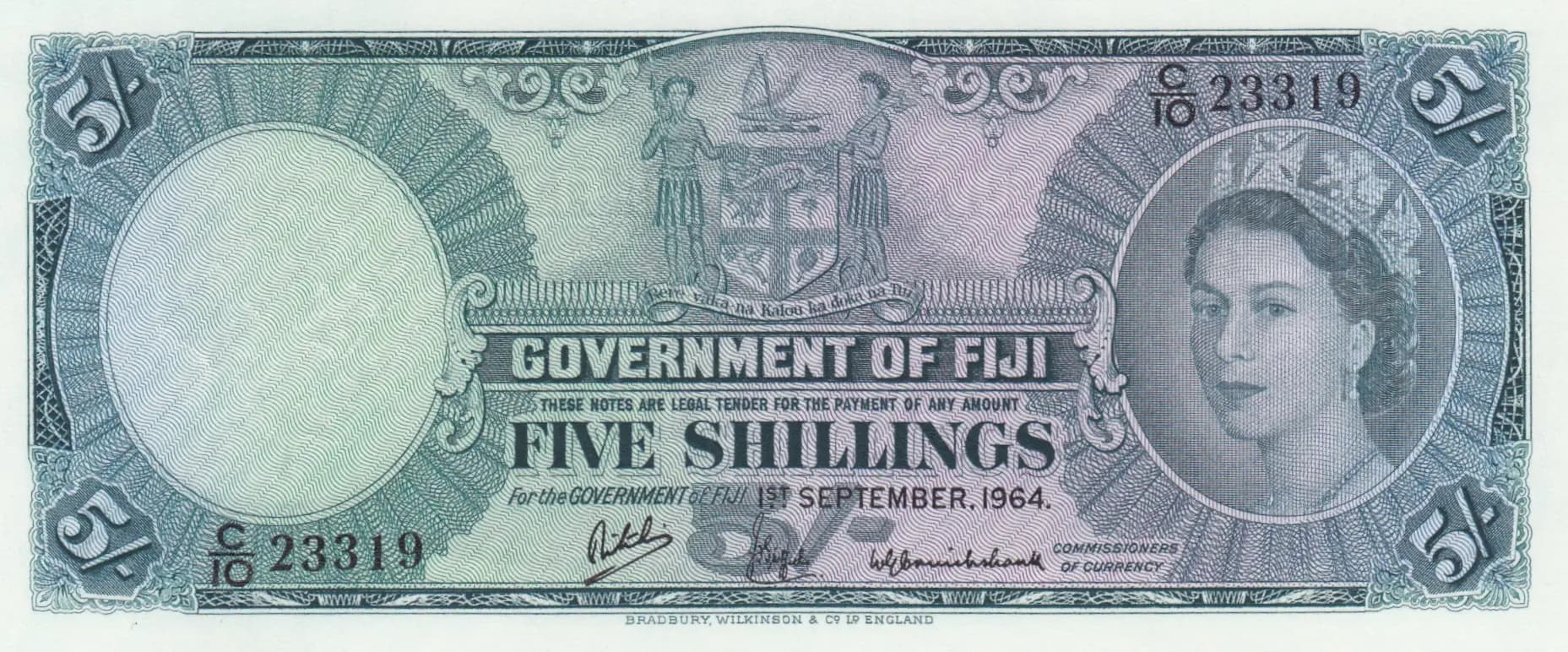 5 shillings 1964 from Fiji, P-51d