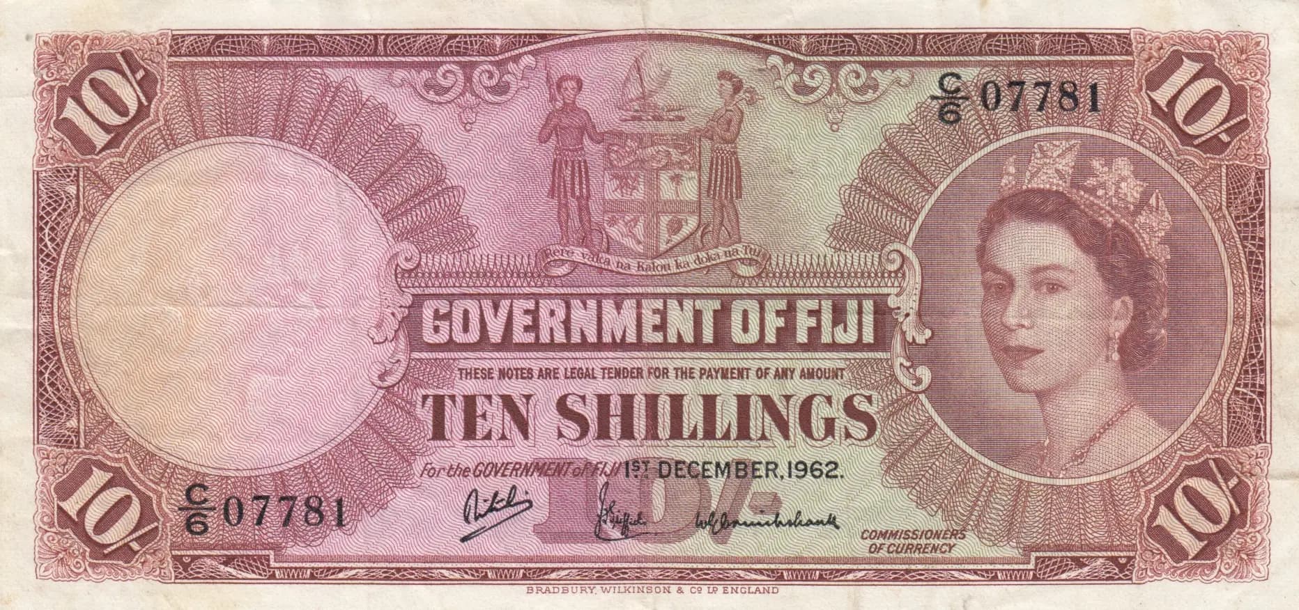 10 shillings 1962 from Fiji, P-52c (1962) — image 1