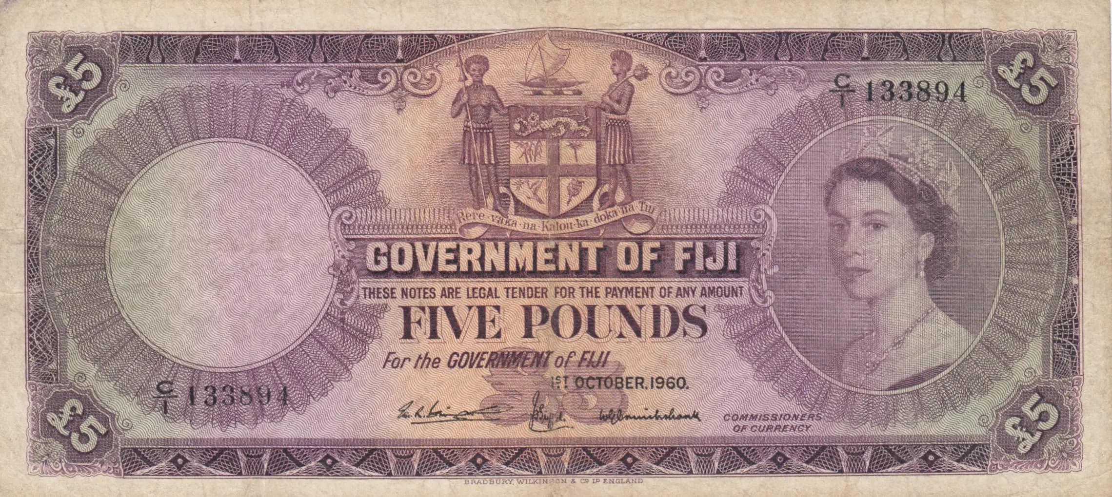 5 pounds 1960 from Fiji, P-54c (1960) — image 1