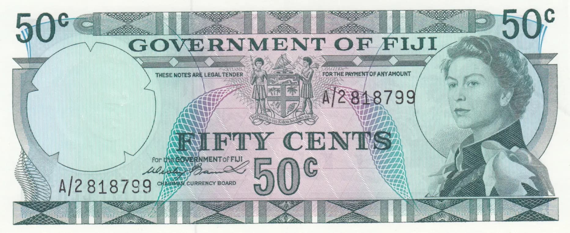 50 cents 1971 from Fiji, P-64a (1971) — image 1