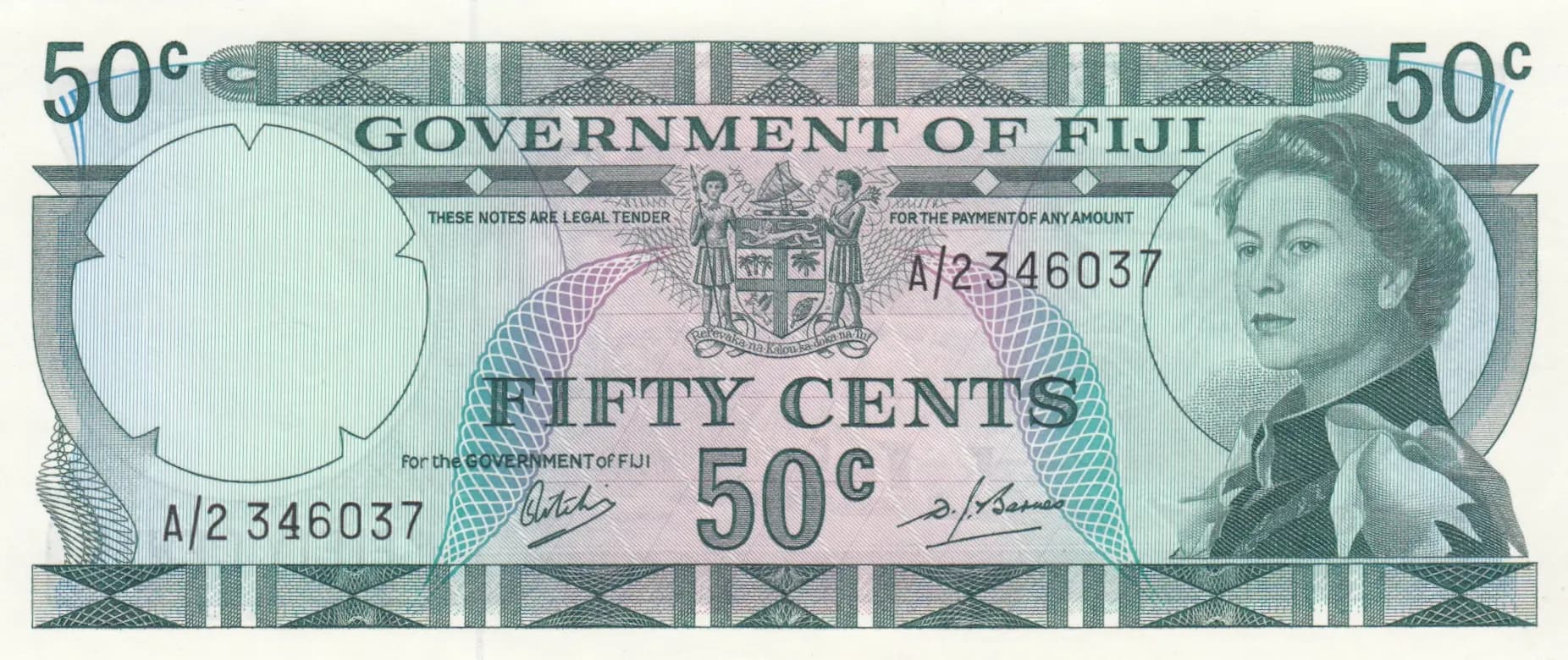 50 cents 1969 from Fiji, P-58 (1969) — image 1