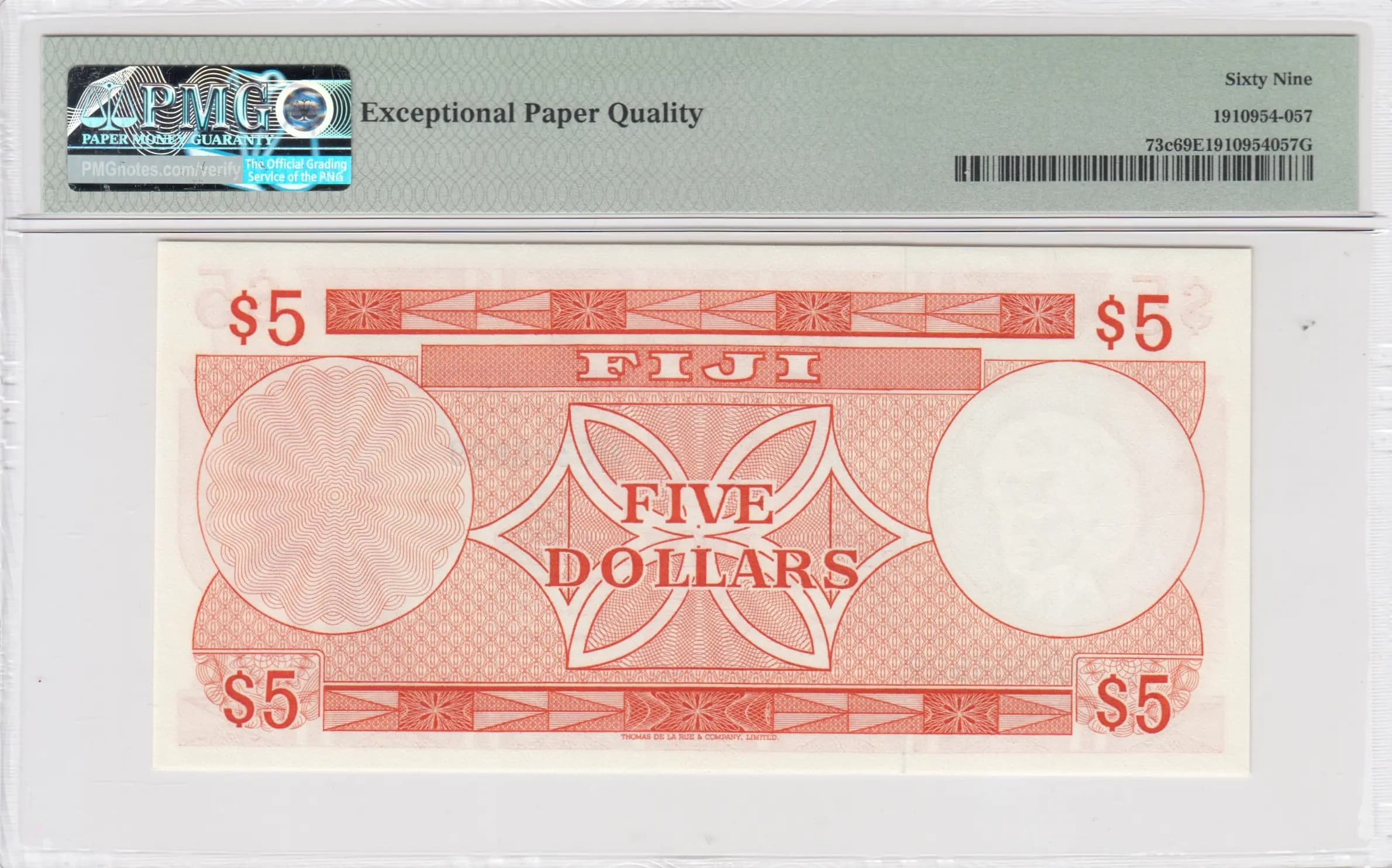 5 dollars 1974 from Fiji, P-73c (1974) — image 2