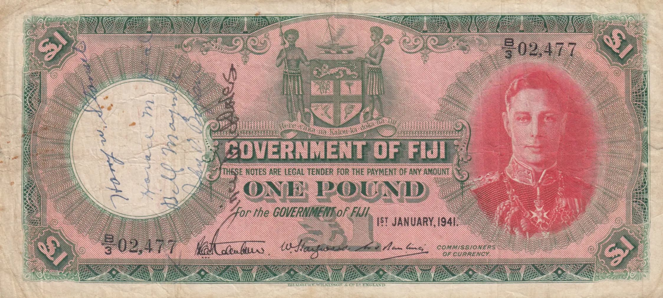 1 pound 1941 from Fiji, P-40a (1941) — image 1
