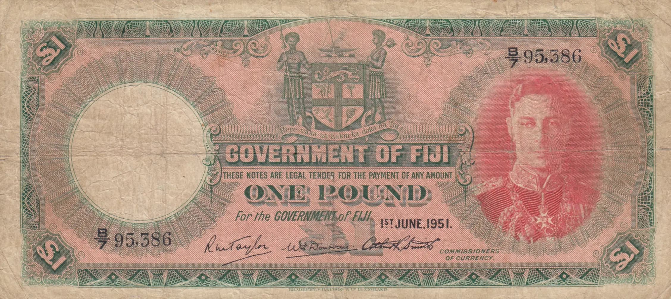 1 pound 1951 from Fiji, P-40f