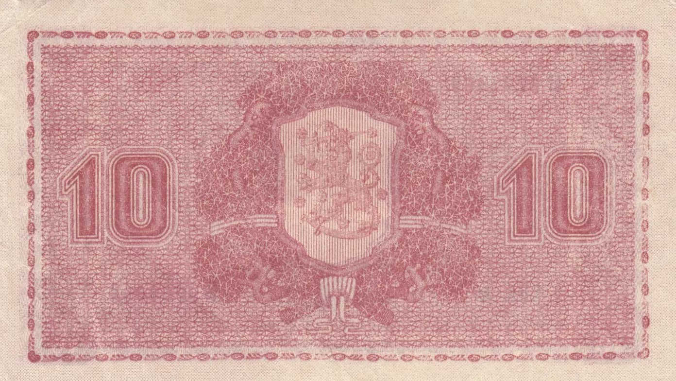 10 markkaa 1945 from Finland, P-77 (1945) — image 2