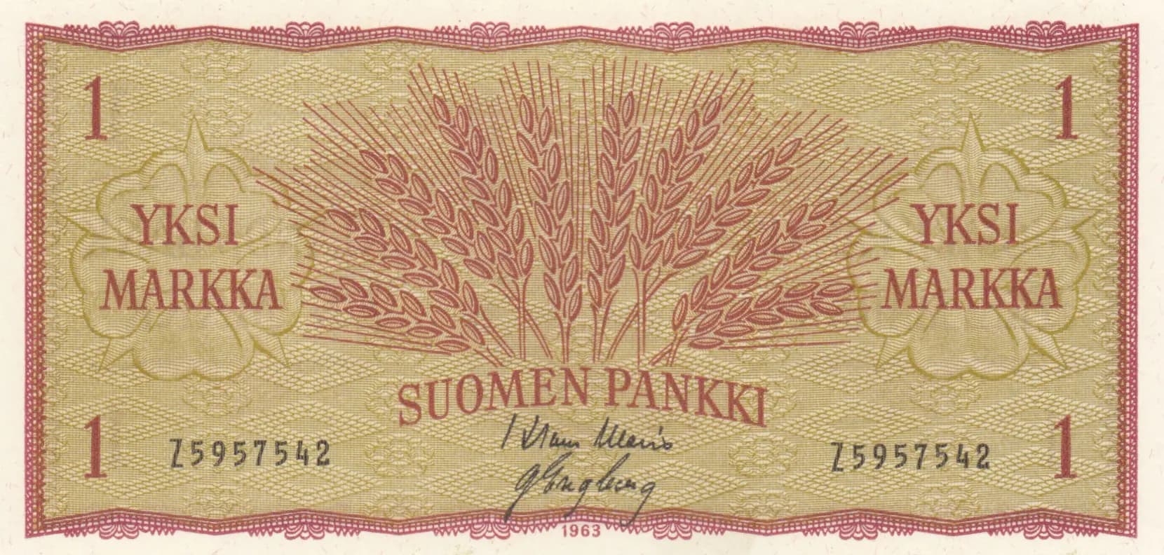 1 markkaa 1963 from Finland, P-98 (1963) — image 1