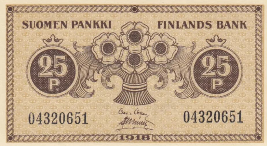 25 penniä 1918 from Finland, P-33