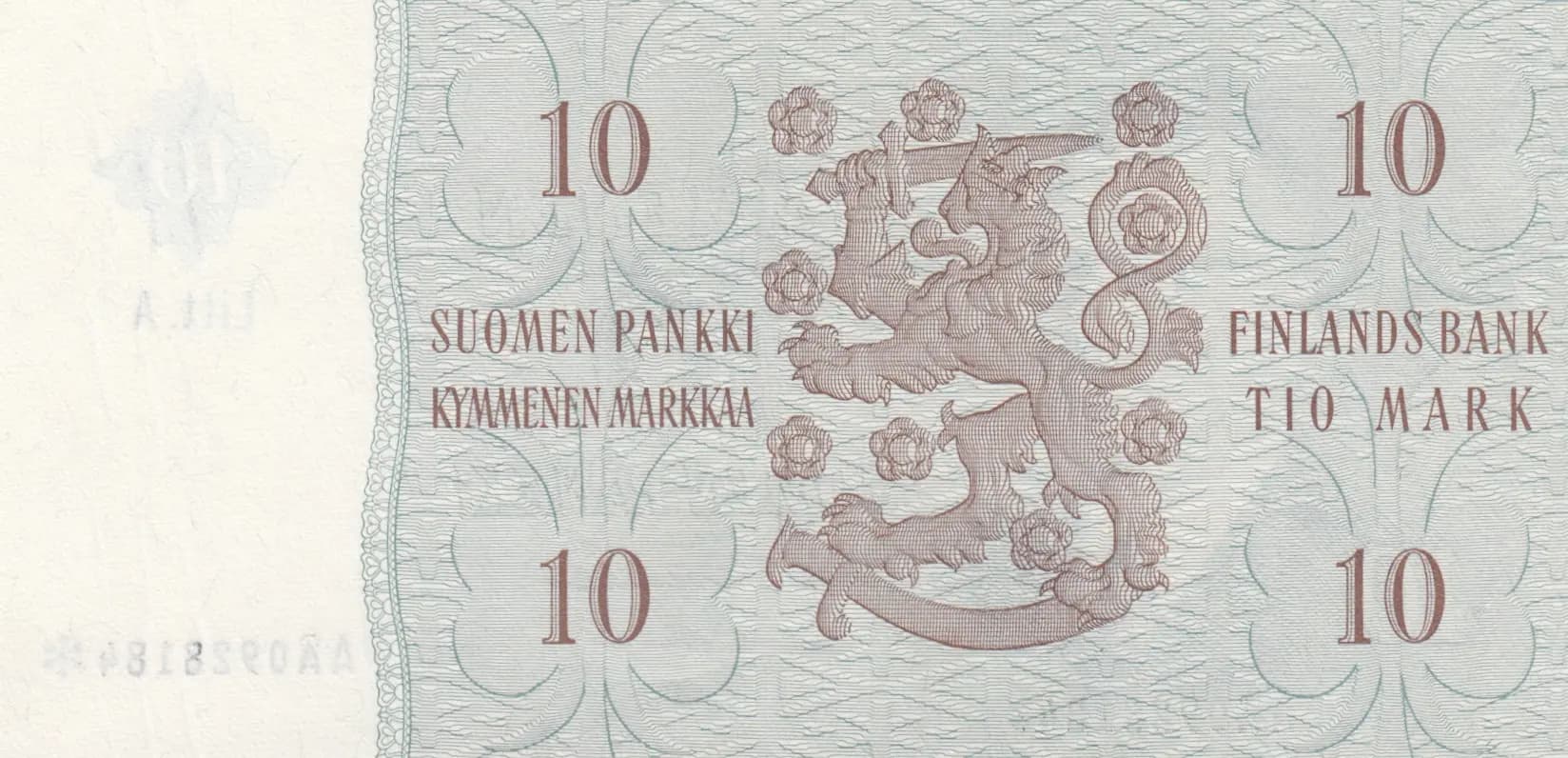 10 markkaa 1963 replacement from Finland, P-104* (1963) — image 2