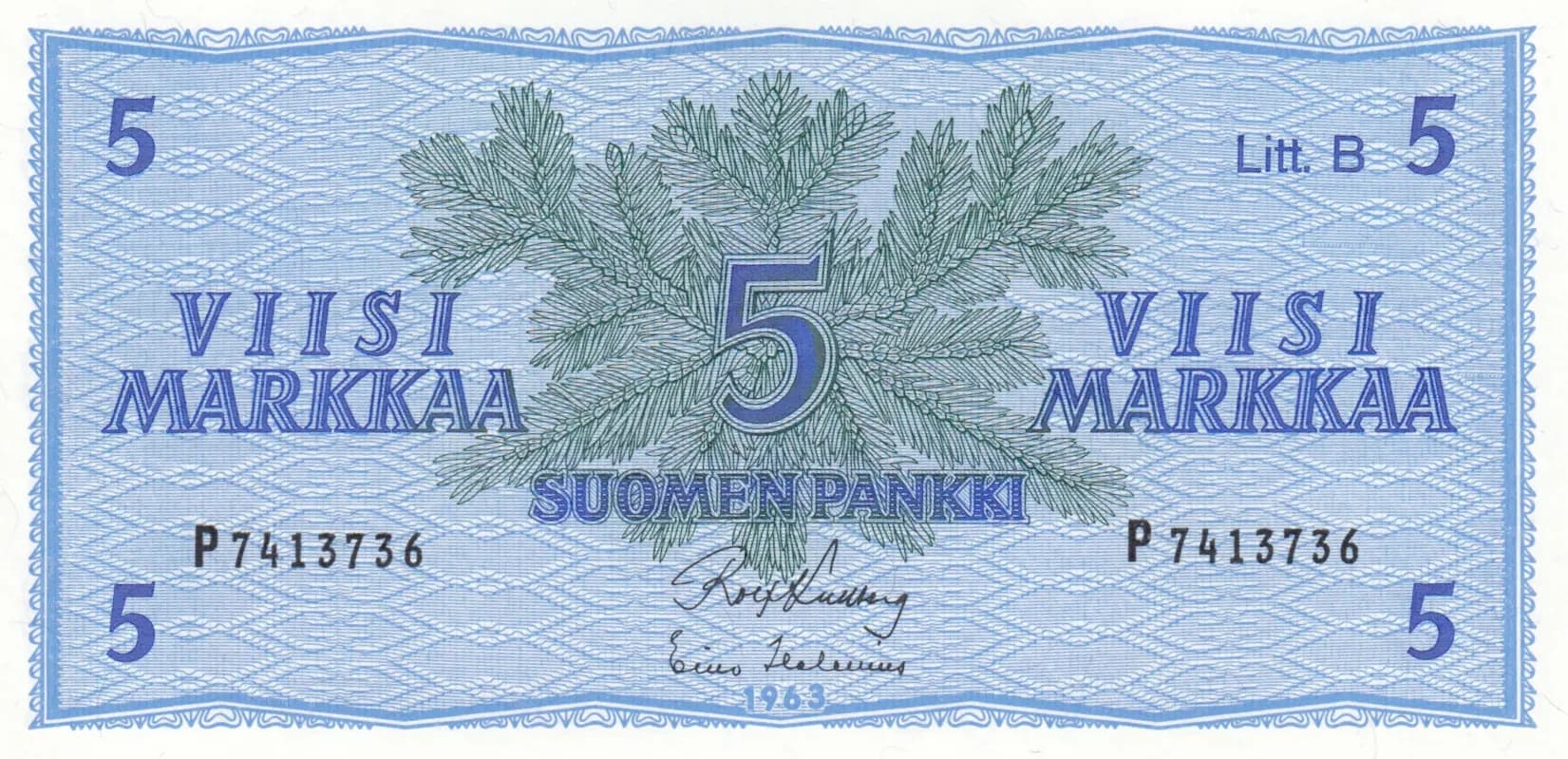 5 markkaa 1963 from Finland, P-106A (1963) — image 1