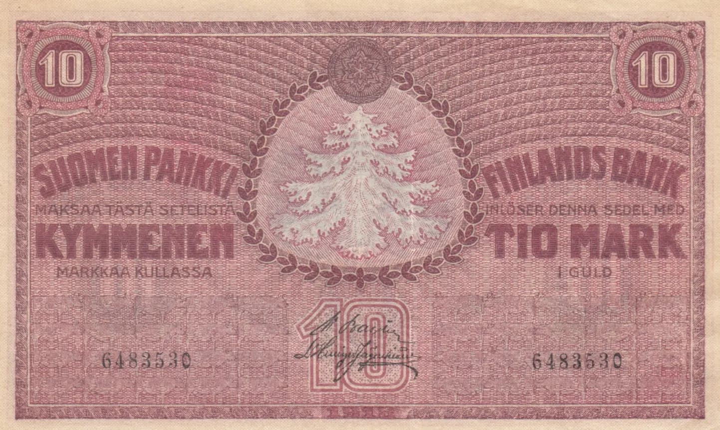 10 markkaa 1918 from Finland, P-37 (1918) — image 1