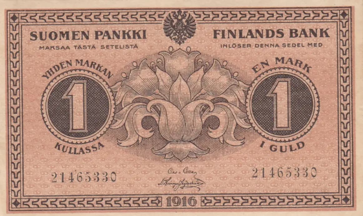 1 markkaa 1918 from Finland, P-19G(1)