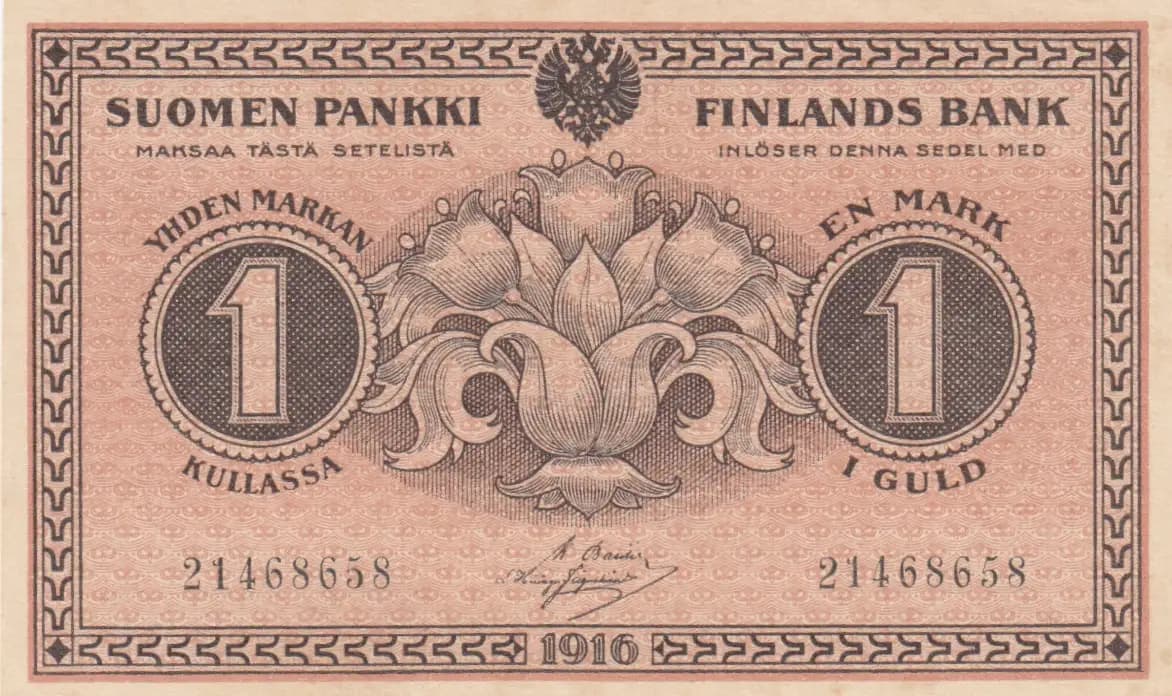 1 markkaa 1918 from Finland, P-19G(7)