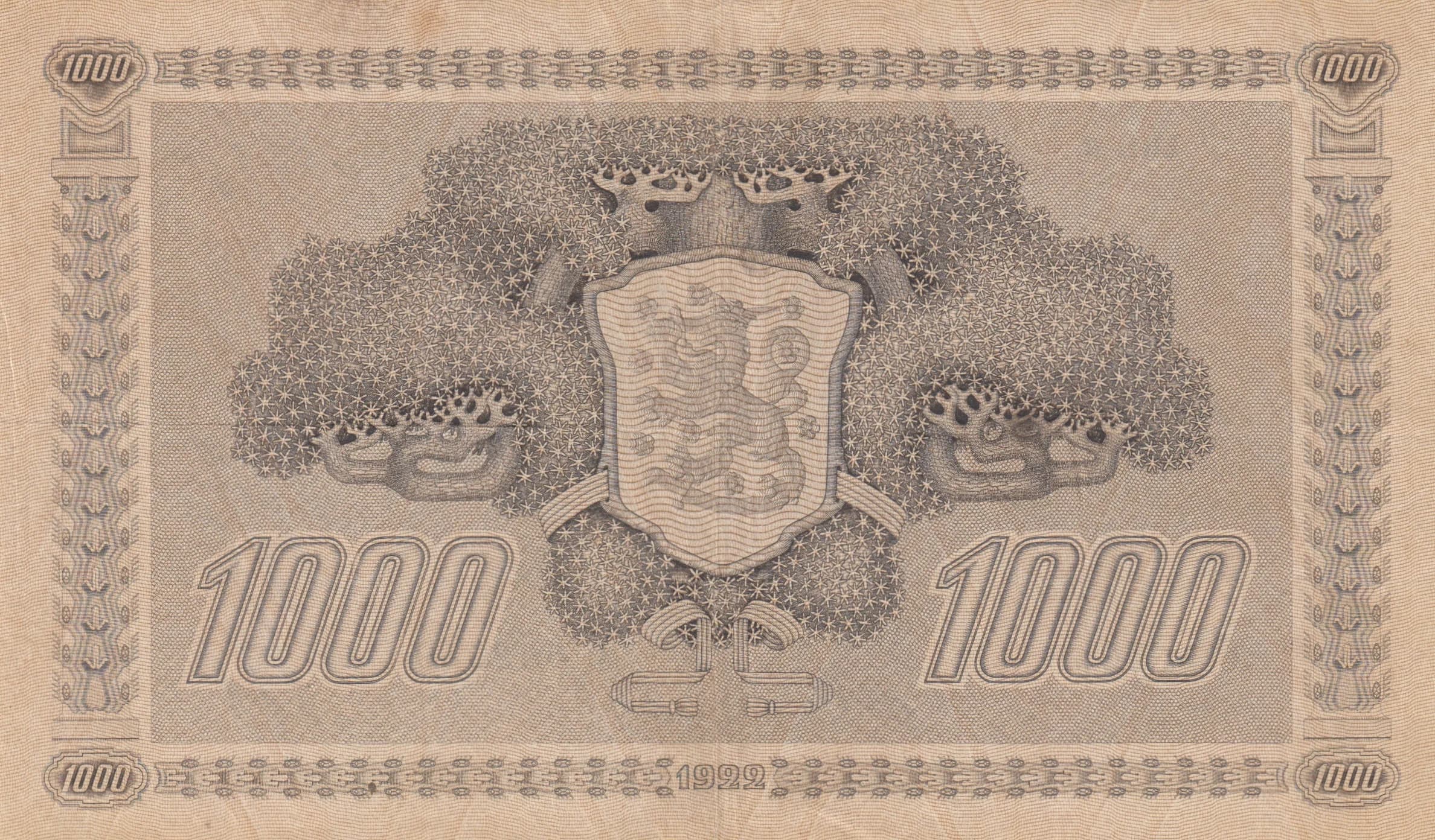 1000 markkaa 1922 from Finland, P-67(29) (1922) — image 2