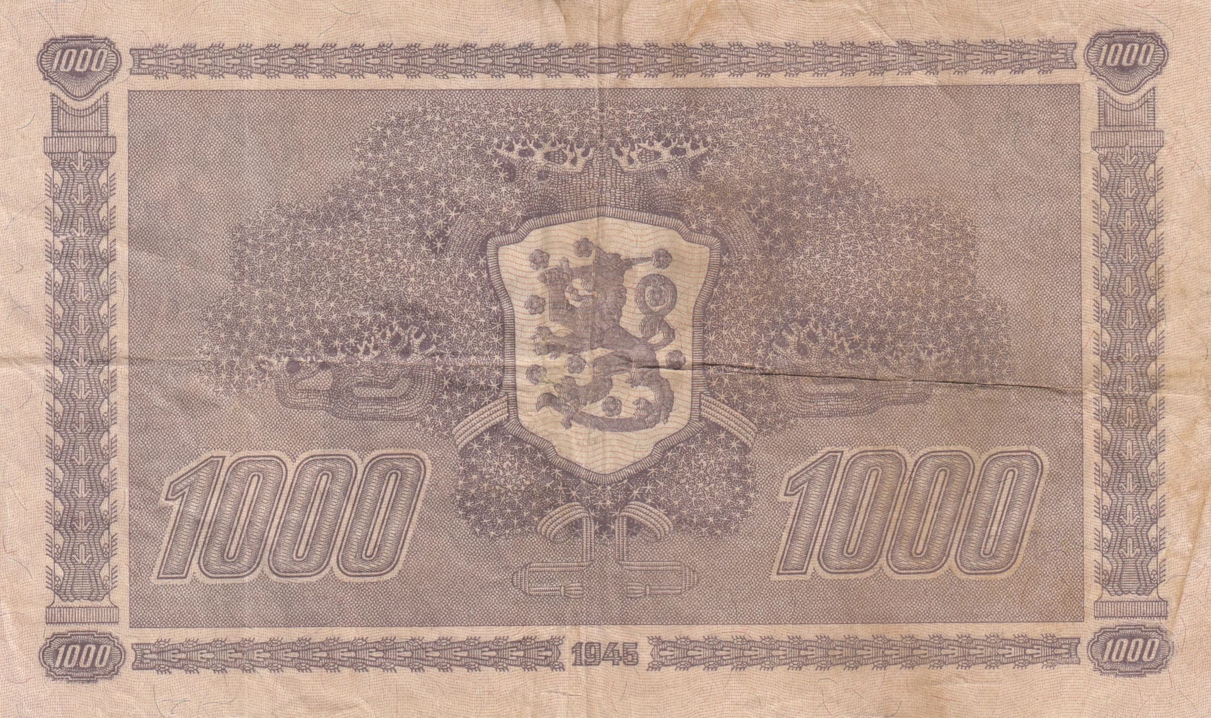 1000 markkaa 1945 from Finland, P-90(6) (1945) — image 2