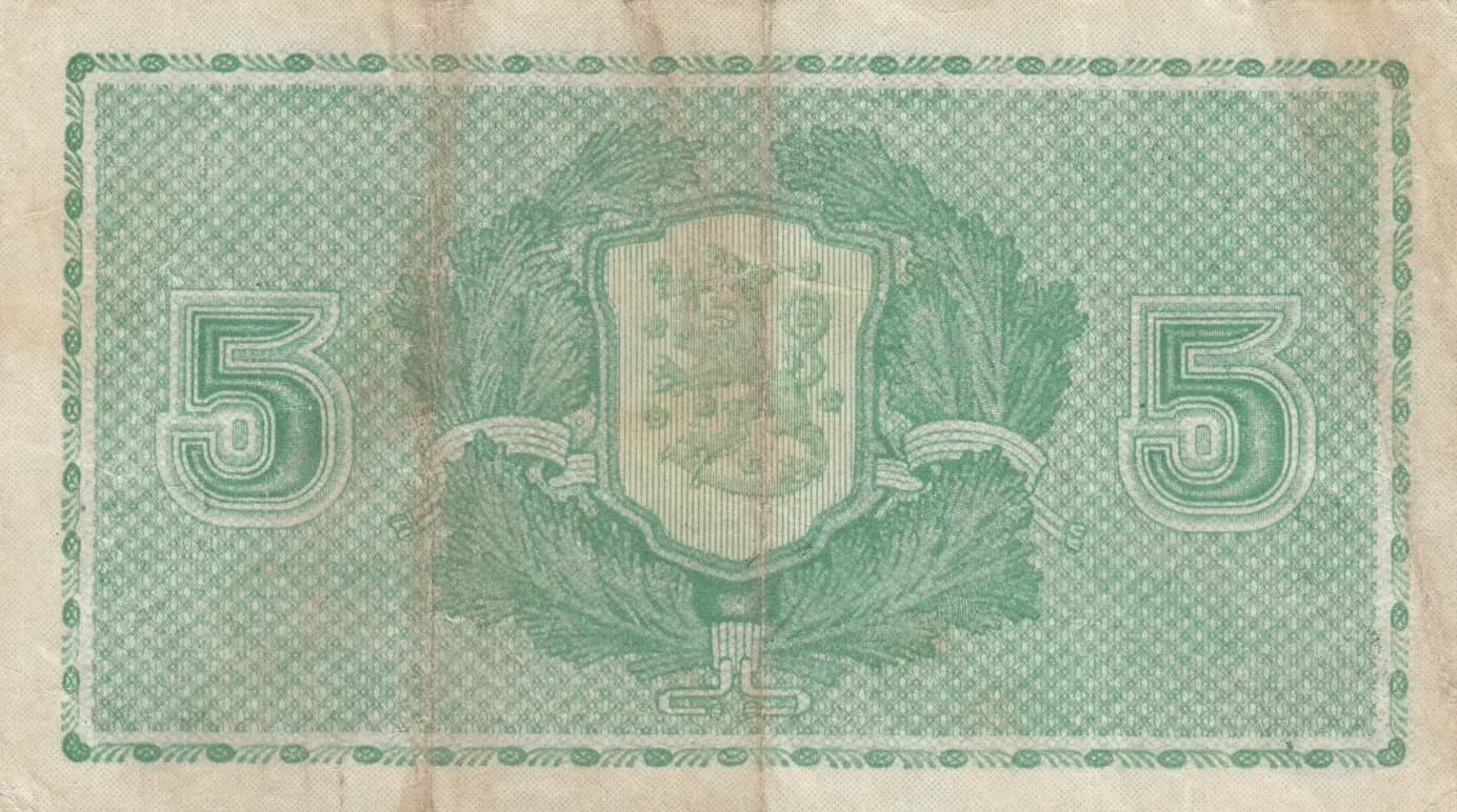 5 markkaa 1939 from Finland, P-69 (1939) — image 2