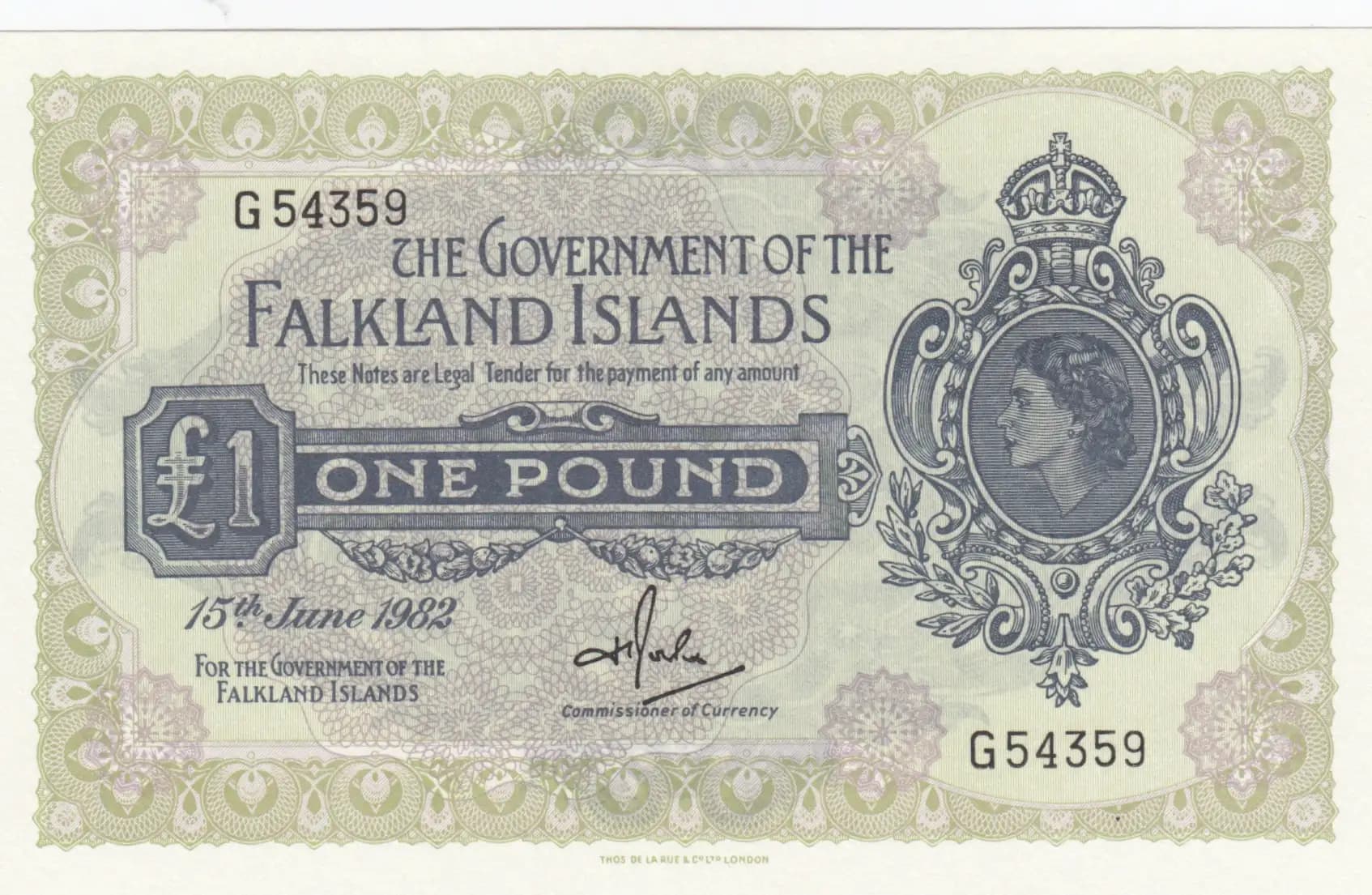 1 pound 1982 from Falkland Islands, P-8e