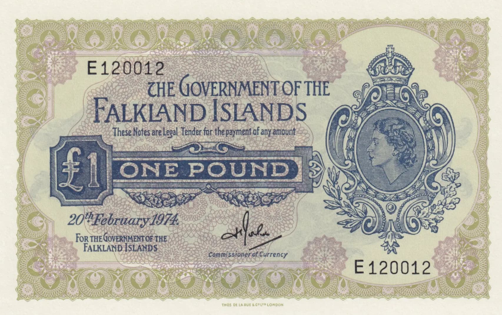 1 pound 1974 from Falkland Islands, P-8b