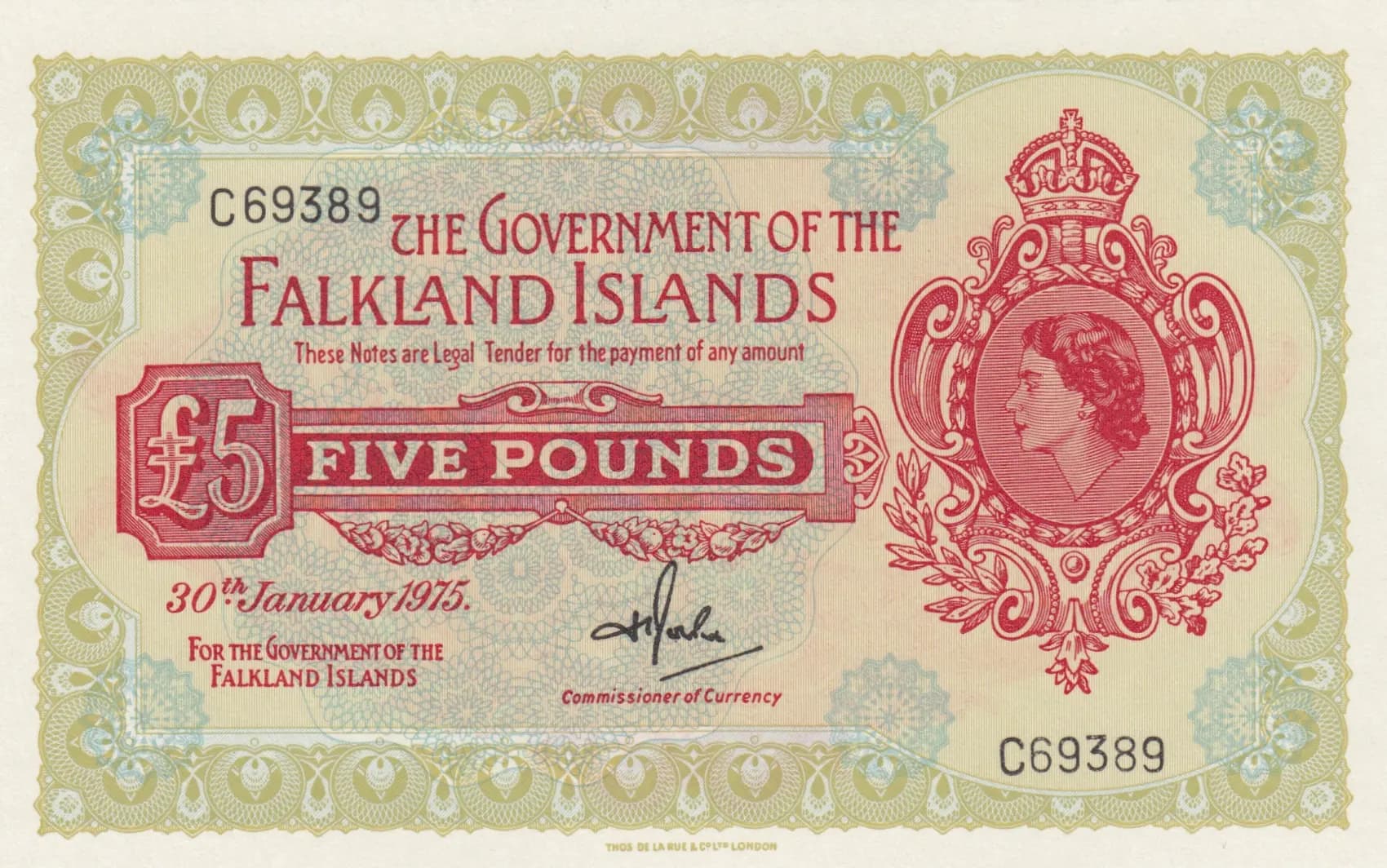 5 pounds 1975 from Falkland Islands, P-9b