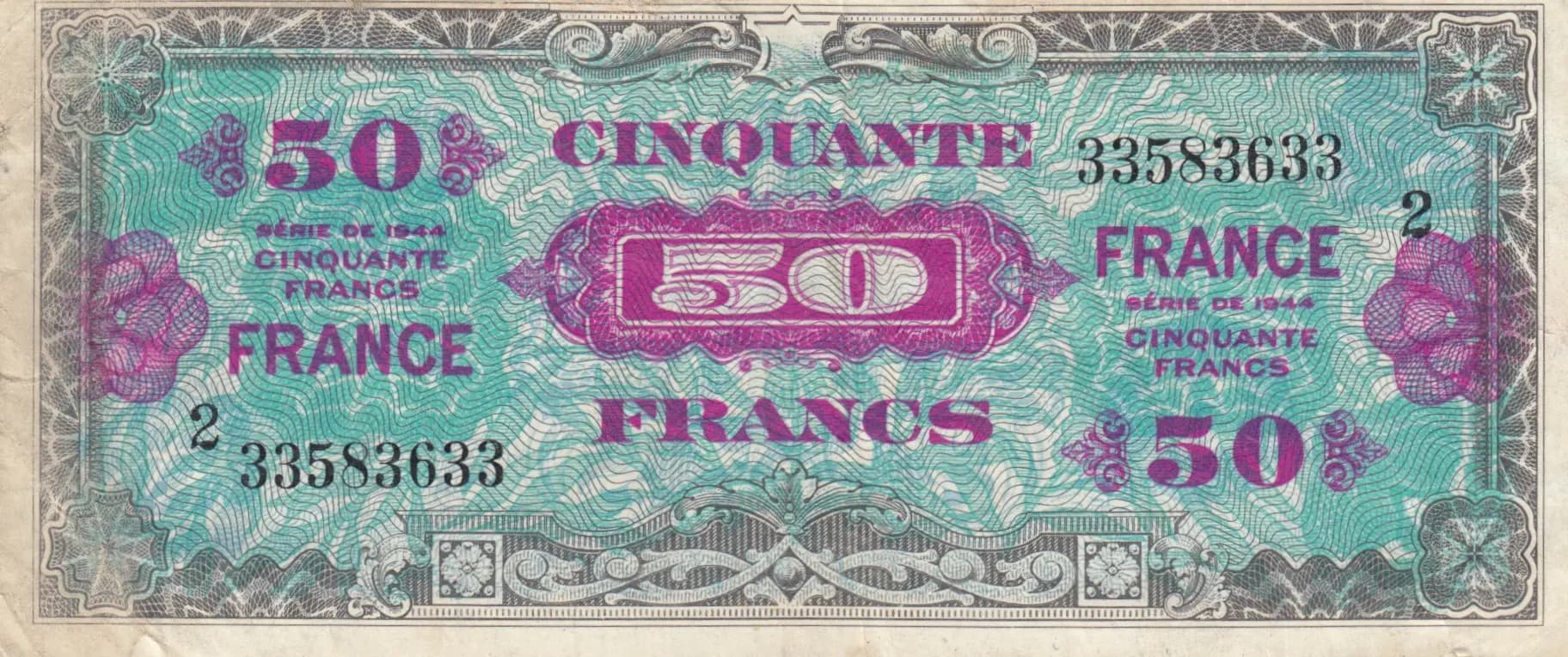 50 francs 1944 from France, P-122b (1944) — image 1