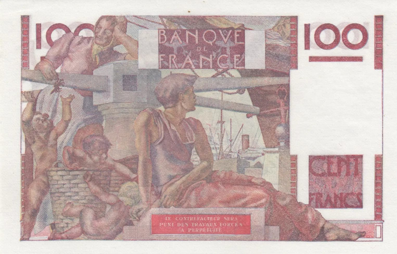 100 francs 1949 from France, P-128b (1949) — image 2