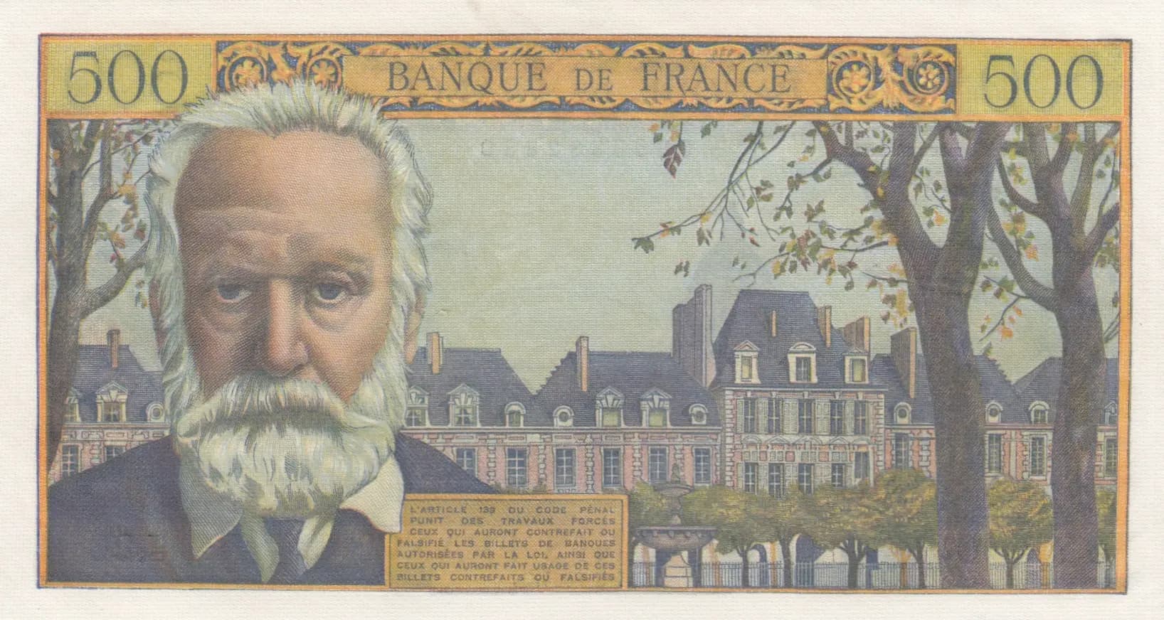 500 francs 1954 from France, P-133a (1954) — image 2