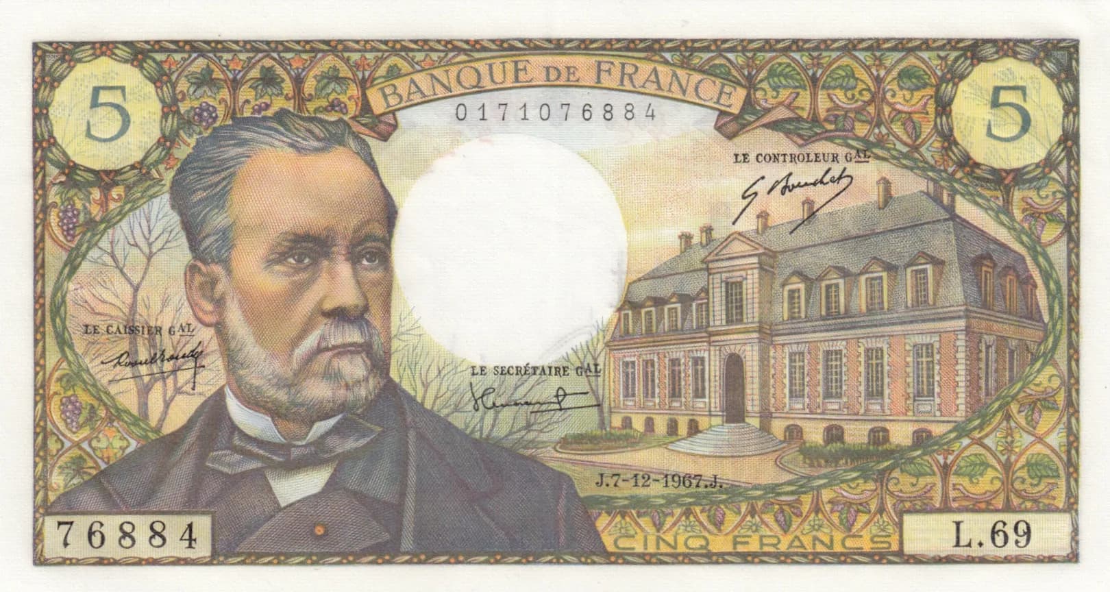 5 francs 1967 from France, P-146b (1967) — image 1