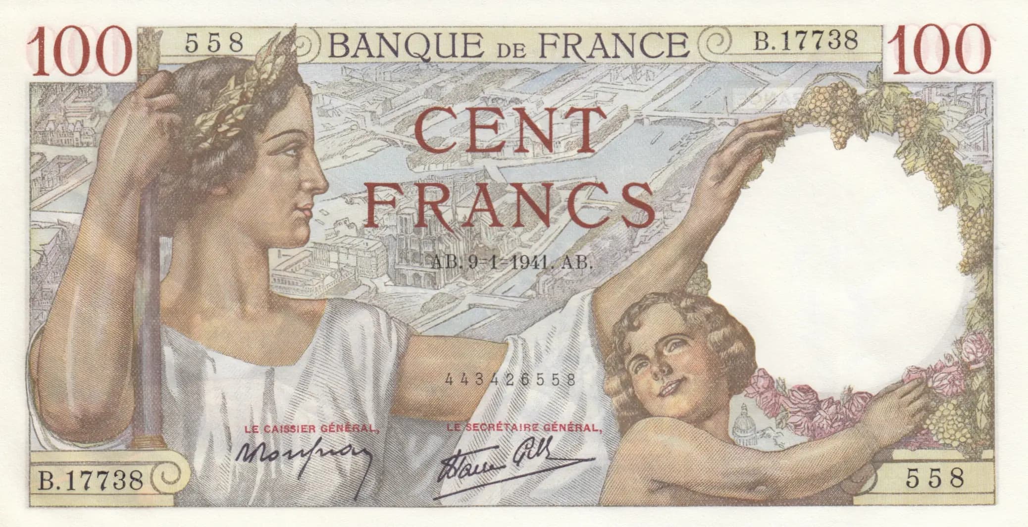 100 francs 1941 from France, P-94 (1941) — image 1