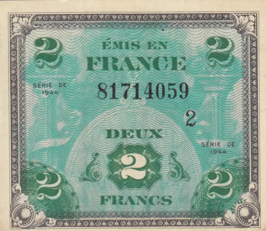 2 francs 1944 from France, P-114b