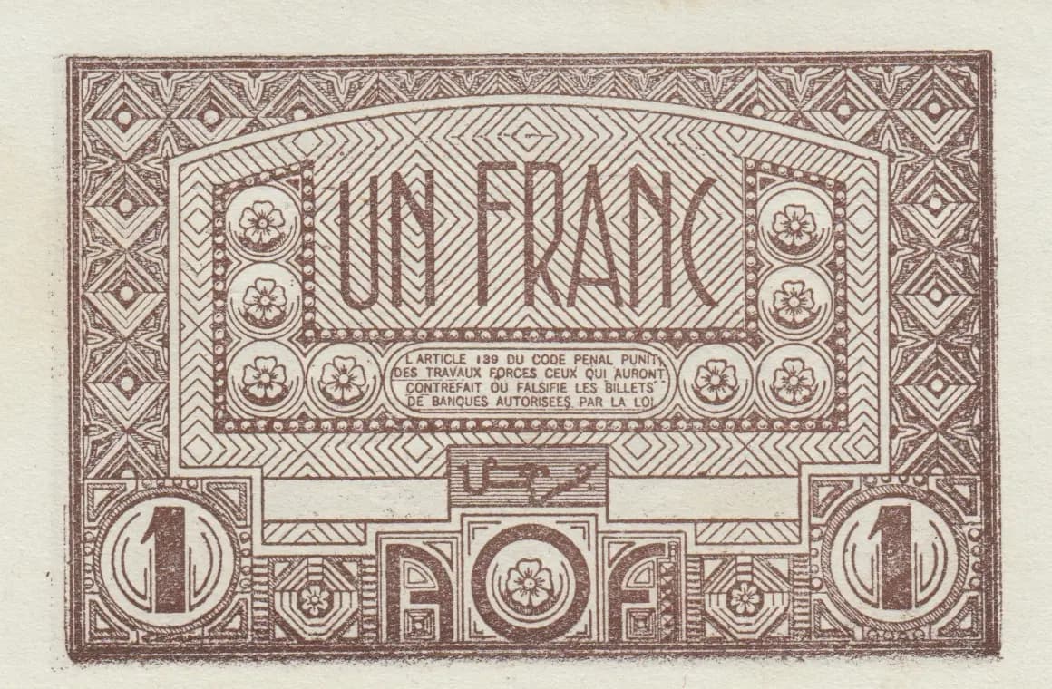 1 franc 1944 from French West Africa, P-34 (1944) — image 2