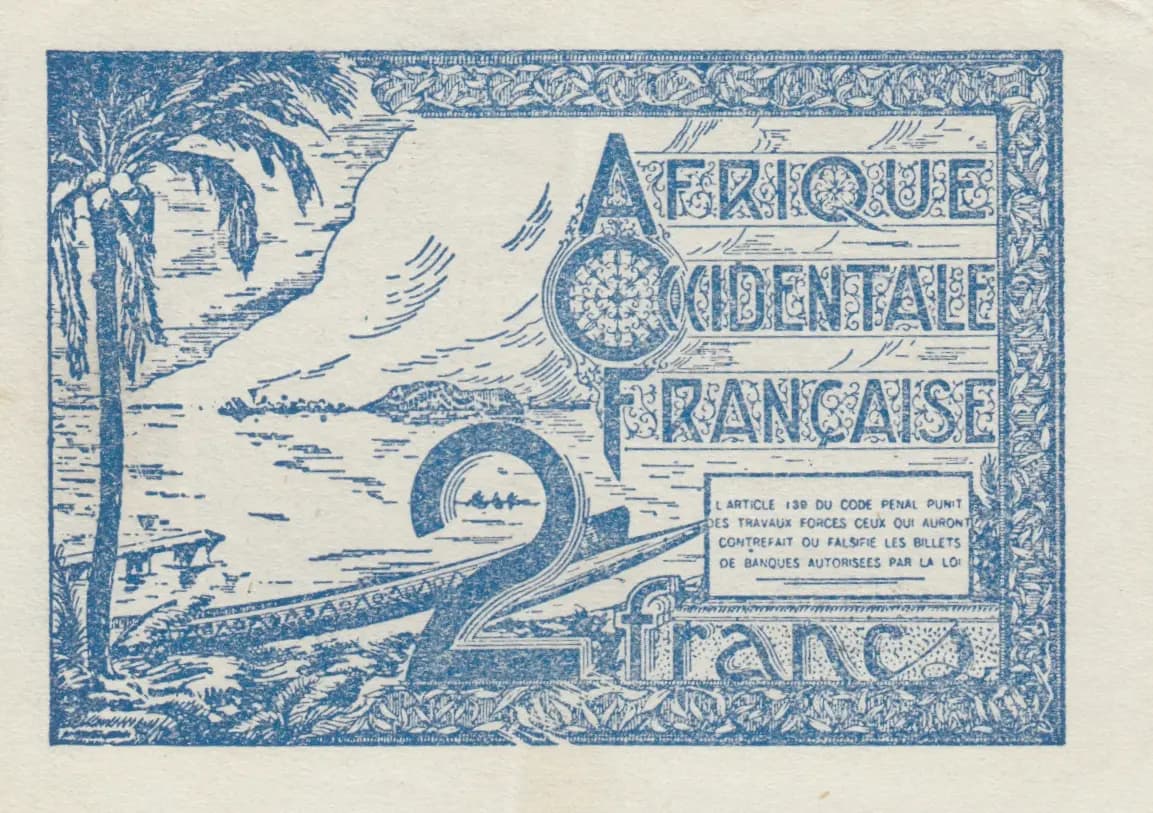 2 francs 1944 from French West Africa, P-35 (1944) — image 1