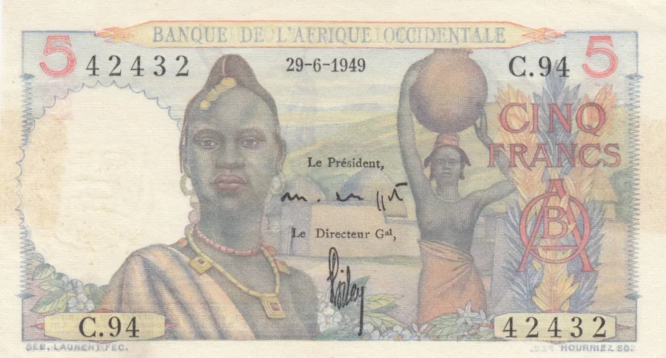 5 francs 1949 from French West Africa, P-36