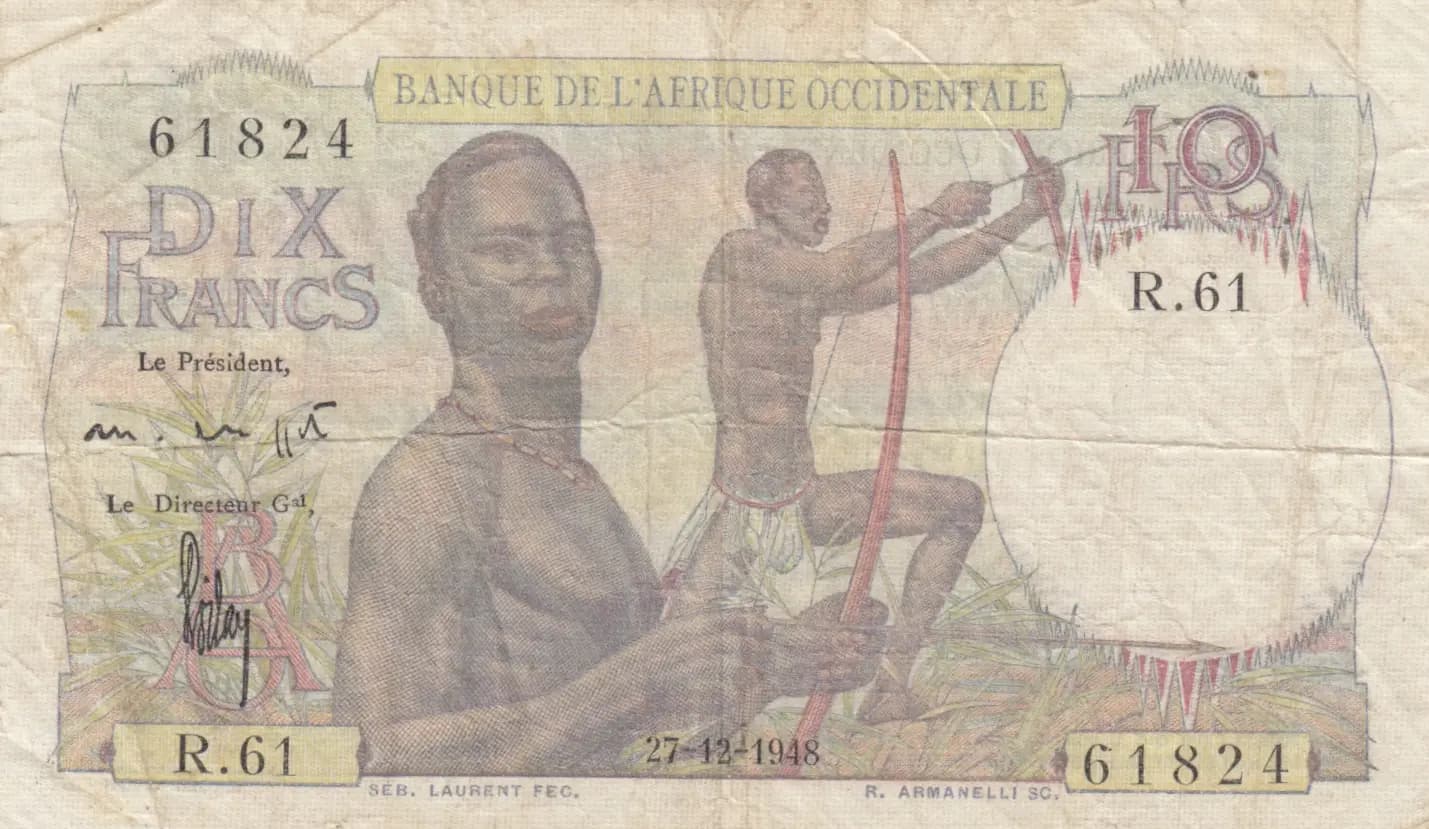 10 francs 1948 from French West Africa, P-37 (1948) — image 1
