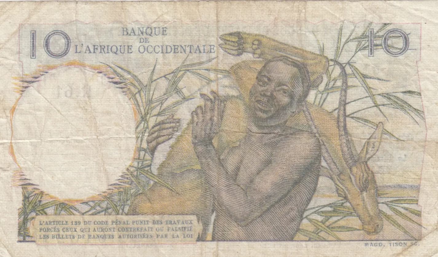 10 francs 1948 from French West Africa, P-37 (1948) — image 2
