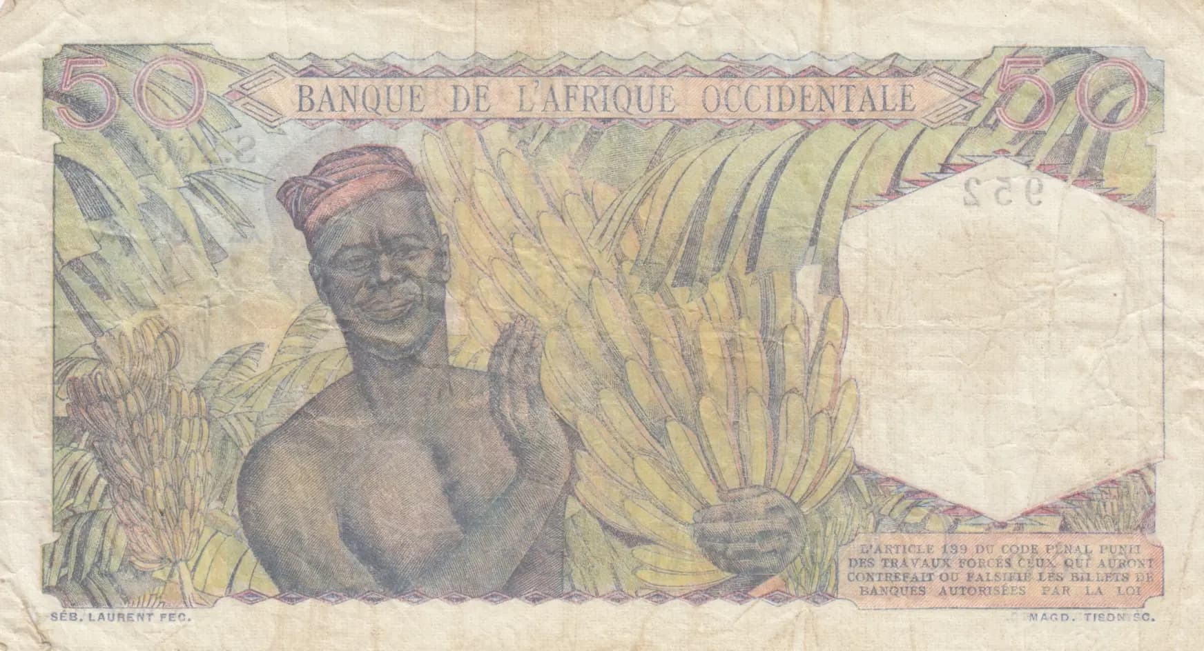 50 francs 1948 from French West Africa, P-39 (1948) — image 2