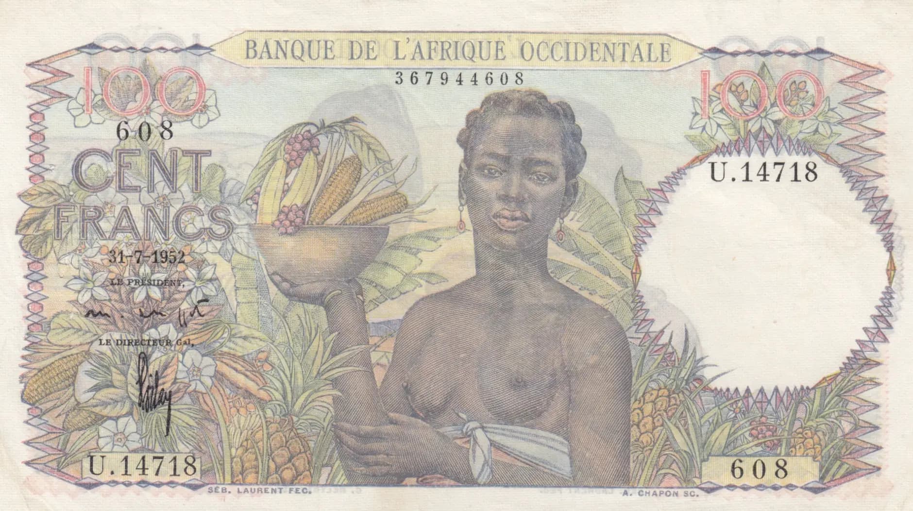 100 francs 1952 from French West Africa, P-40 (1952) — image 1