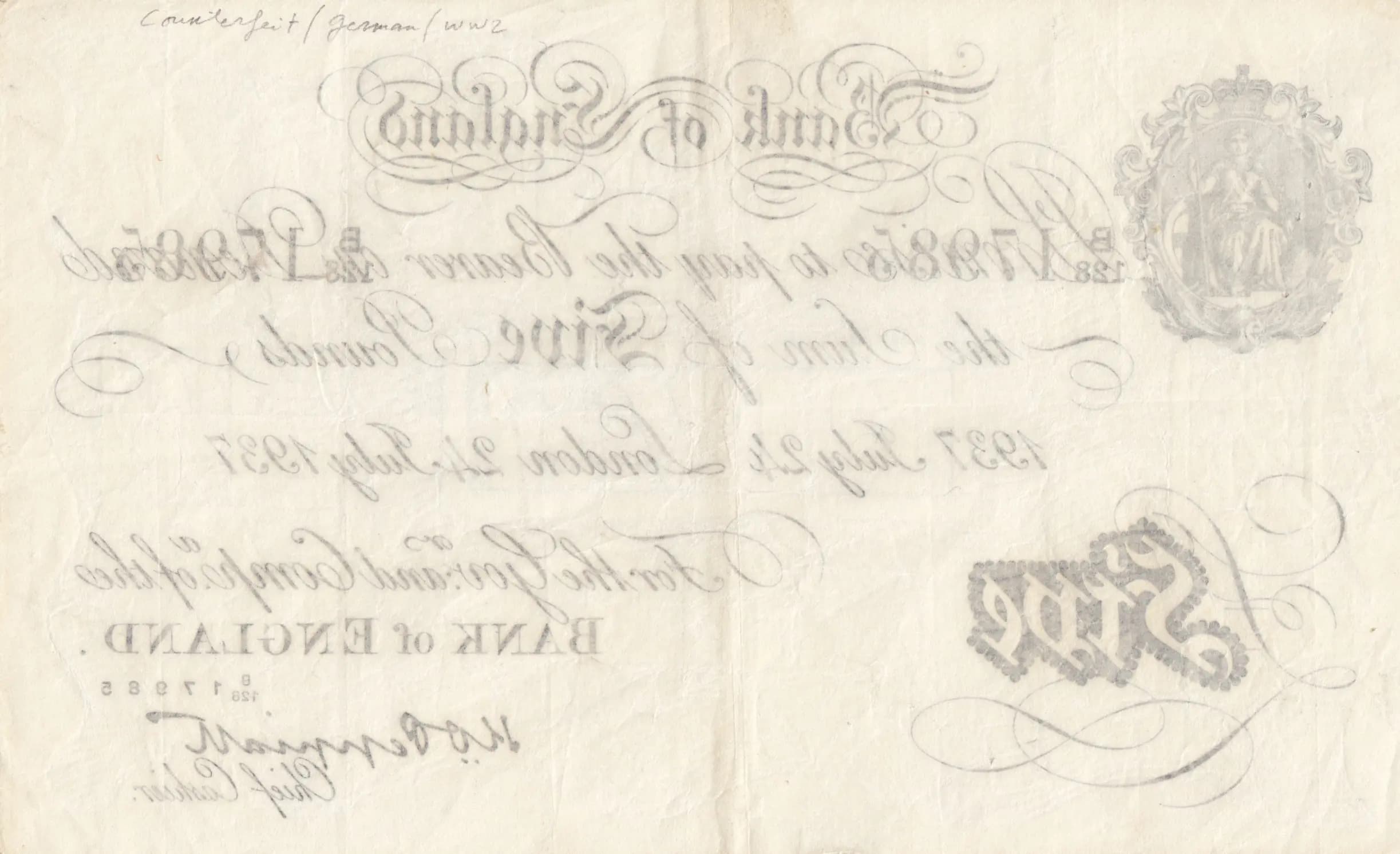 5 pounds 1937 from Great Britain, P-335ax (1937) — image 2